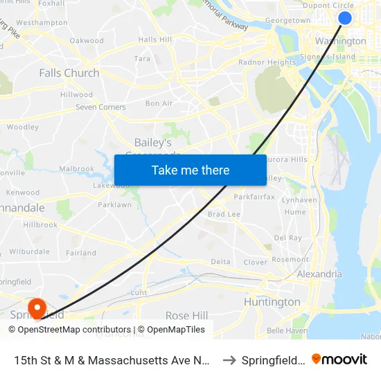 15th St & M & Massachusetts Ave NW Mid Nb to Springfield, VA map