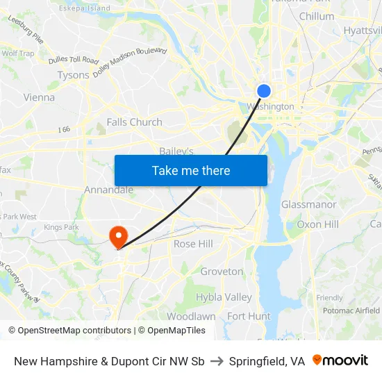 New Hampshire & Dupont Cir NW Sb to Springfield, VA map