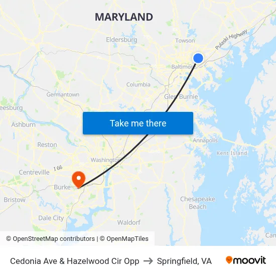 Cedonia Ave & Hazelwood Cir Opp to Springfield, VA map
