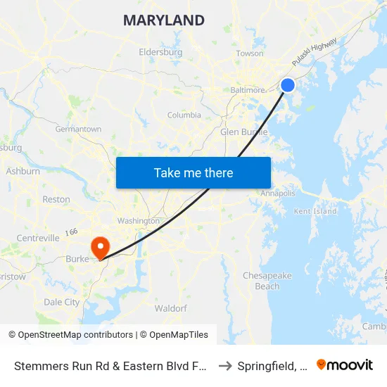 Stemmers Run Rd & Eastern Blvd FS Sb to Springfield, VA map