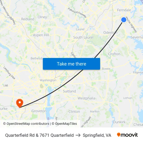 Quarterfield Rd & 7671 Quarterfield to Springfield, VA map