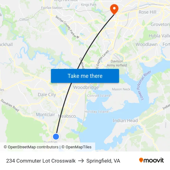 234 Commuter Lot Crosswalk to Springfield, VA map