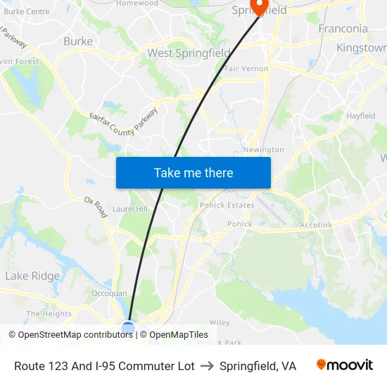 Route 123 And I-95  Commuter Lot to Springfield, VA map