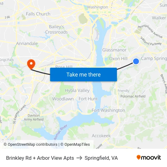 Brinkley Rd + Arbor View Apts to Springfield, VA map