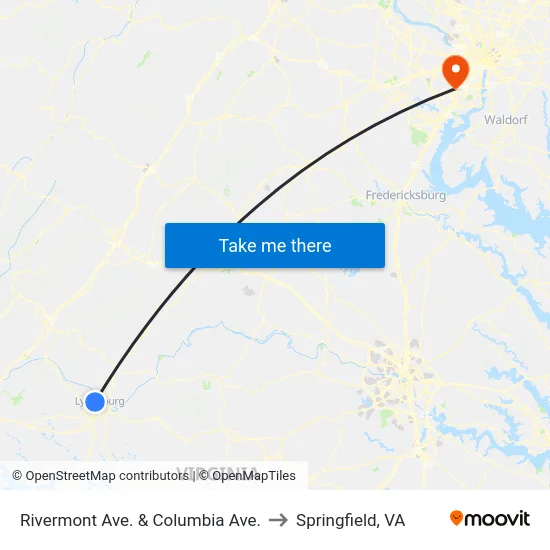 Rivermont Ave. & Columbia Ave. to Springfield, VA map