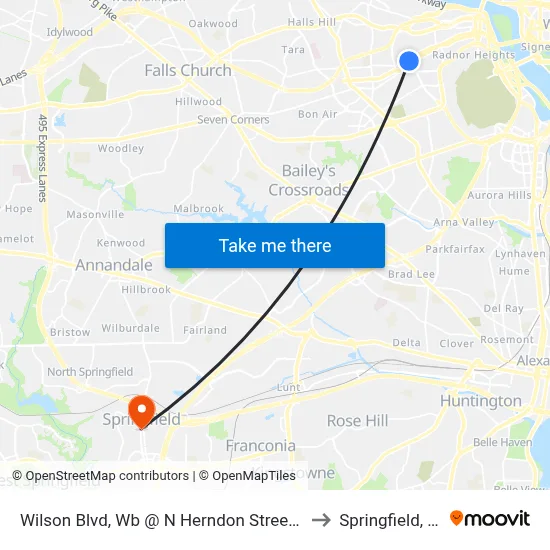 Wilson Blvd, Wb @ N Herndon Street, Ns to Springfield, VA map