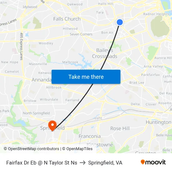 Fairfax Dr Eb @ N Taylor St Ns to Springfield, VA map