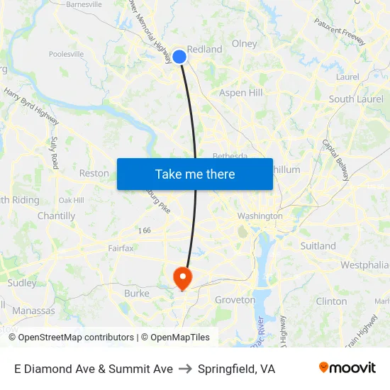 E Diamond Ave & Summit Ave to Springfield, VA map