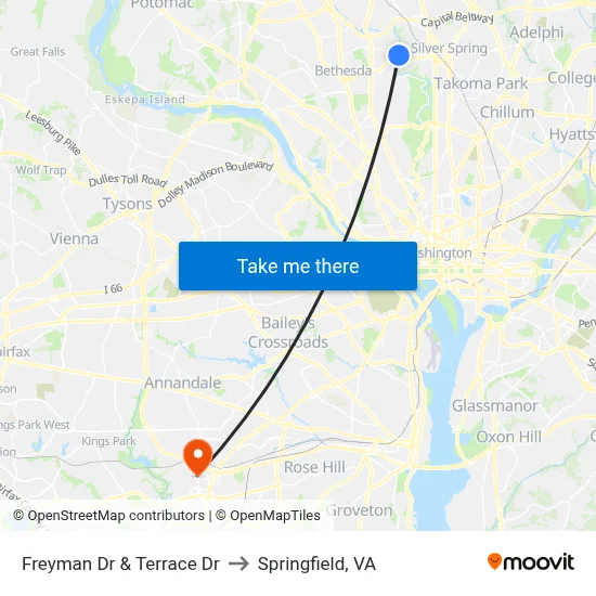 Freyman Dr & Terrace Dr to Springfield, VA map