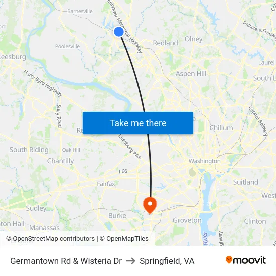 Germantown Rd & Wisteria Dr to Springfield, VA map
