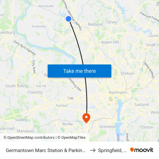 Germantown Marc Station  & Parking Lot to Springfield, VA map