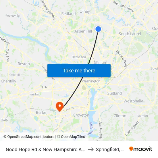 Good Hope Rd & New Hampshire Ave to Springfield, VA map