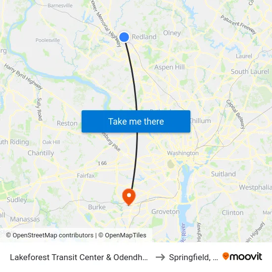 Lakeforest Transit Center  & Odendhal Ave to Springfield, VA map