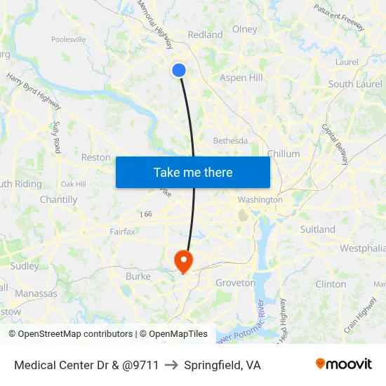 Medical Center Dr & @9711 to Springfield, VA map