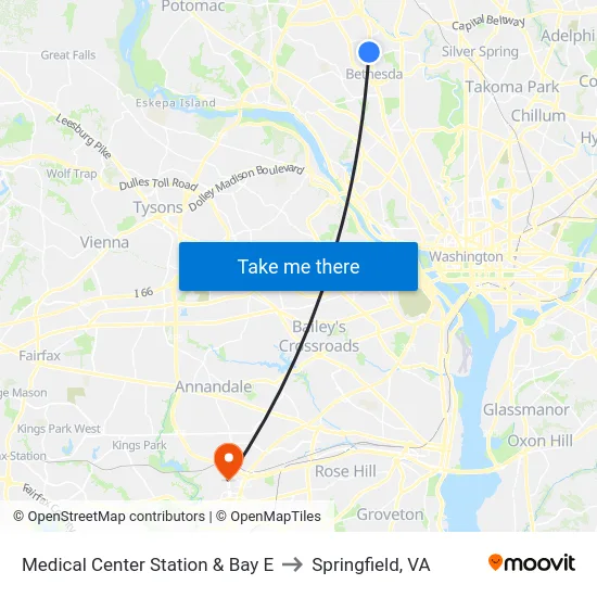Medical Center Station  & Bay E to Springfield, VA map