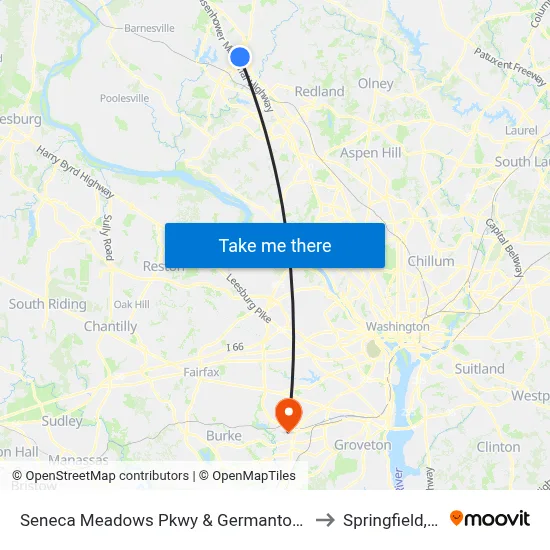 Seneca Meadows Pkwy & Germantown Rd to Springfield, VA map