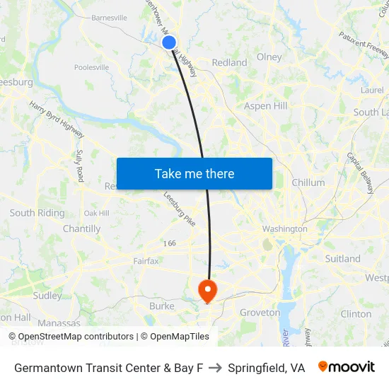Germantown Transit Center  & Bay F to Springfield, VA map