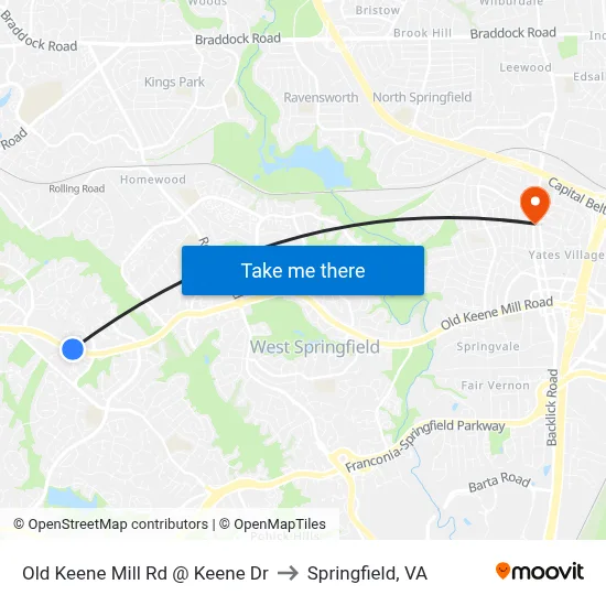 Old Keene Mill Rd @ Keene Dr to Springfield, VA map