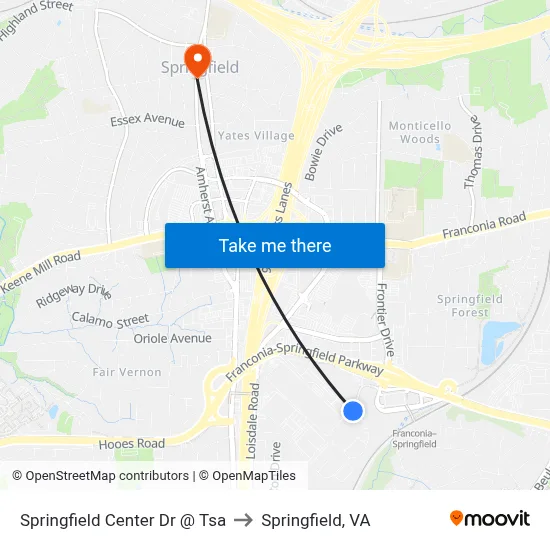 Springfield Center Dr @ Tsa to Springfield, VA map