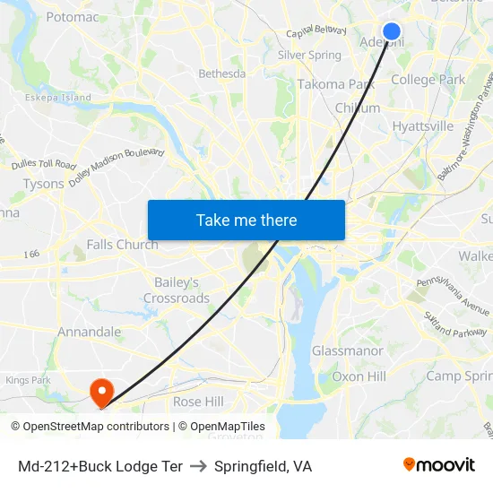Md-212+Buck Lodge Ter to Springfield, VA map