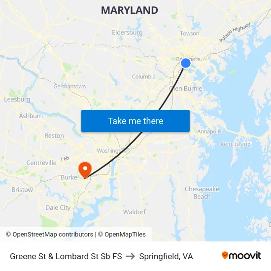Greene St & Lombard St Sb FS to Springfield, VA map