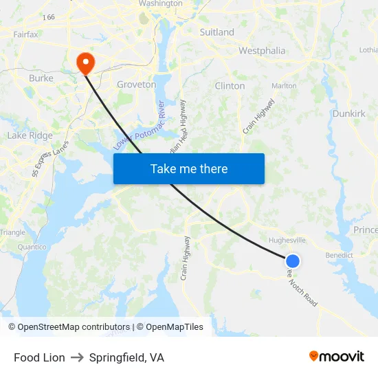 Food Lion to Springfield, VA map