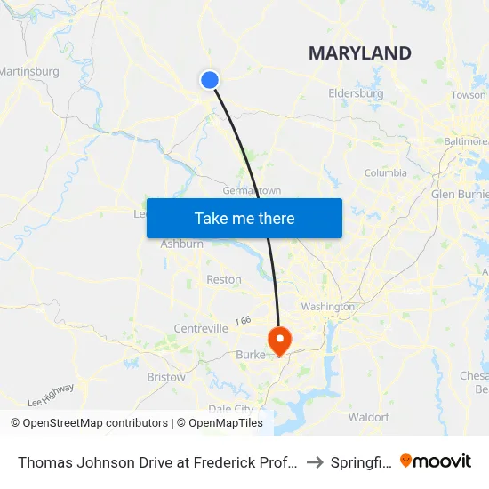 Thomas Johnson Drive at Frederick Professional Group (61 Tj Dr.) to Springfield, VA map
