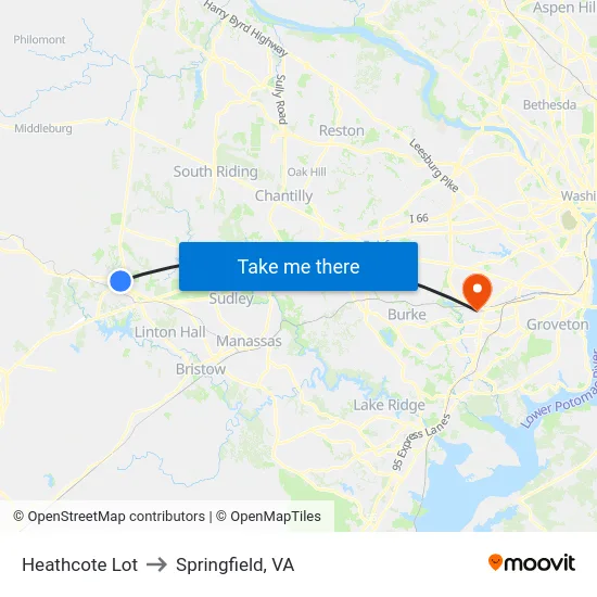 Heathcote Lot to Springfield, VA map