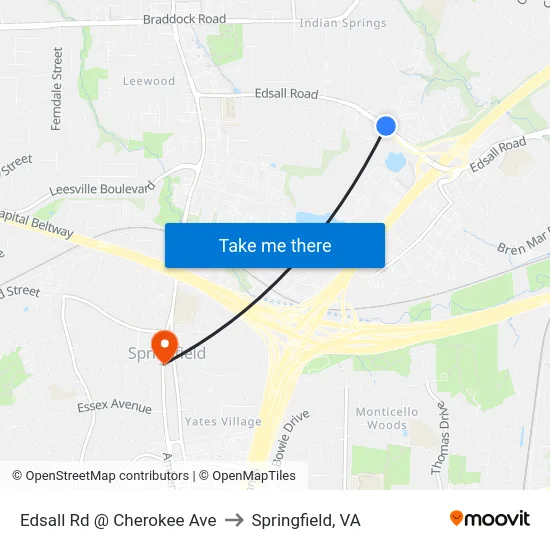 Edsall Rd @ Cherokee Ave to Springfield, VA map
