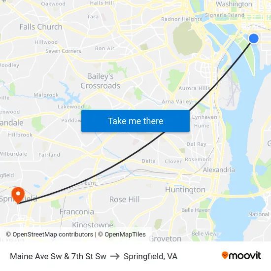 Maine Ave Sw  & 7th St Sw to Springfield, VA map