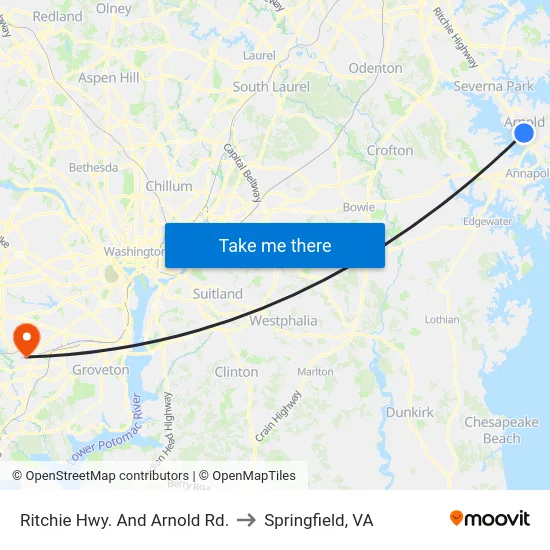 Ritchie Hwy. And Arnold Rd. to Springfield, VA map