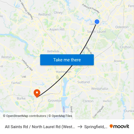 All Saints Rd / North Laurel Rd (Westbound) to Springfield, VA map