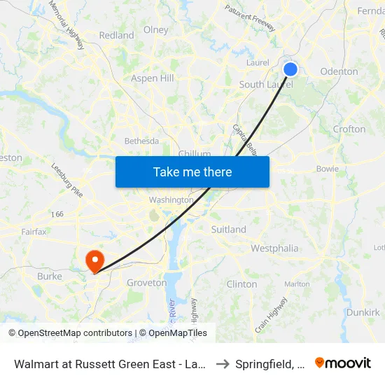 Walmart at Russett Green East - Laurel to Springfield, VA map