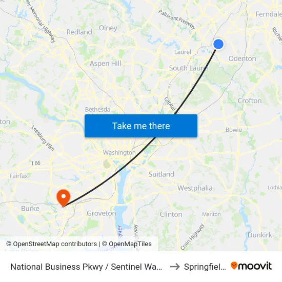 National Business Pkwy / Sentinel Way (Northbound) to Springfield, VA map