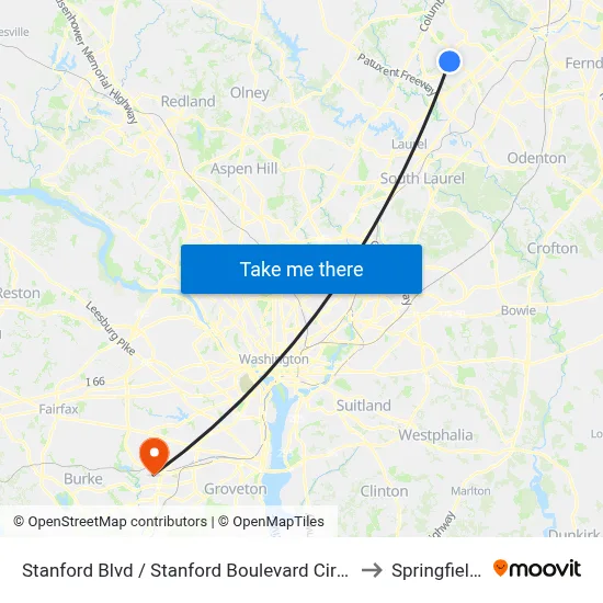 Stanford Blvd / Stanford Boulevard Cir (Westbound) to Springfield, VA map