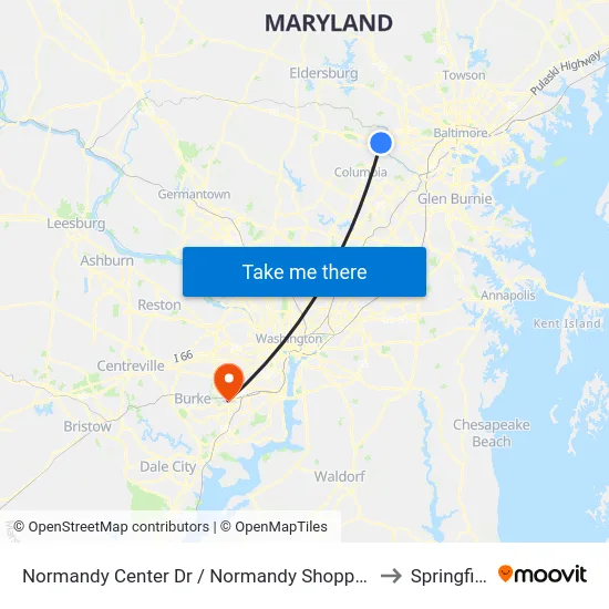 Normandy Center Dr / Normandy Shopping Center (Northbound) to Springfield, VA map
