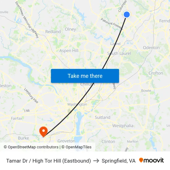 Tamar Dr / High Tor Hill (Eastbound) to Springfield, VA map
