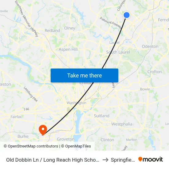 Old Dobbin Ln / Long Reach High School (Northbound) to Springfield, VA map