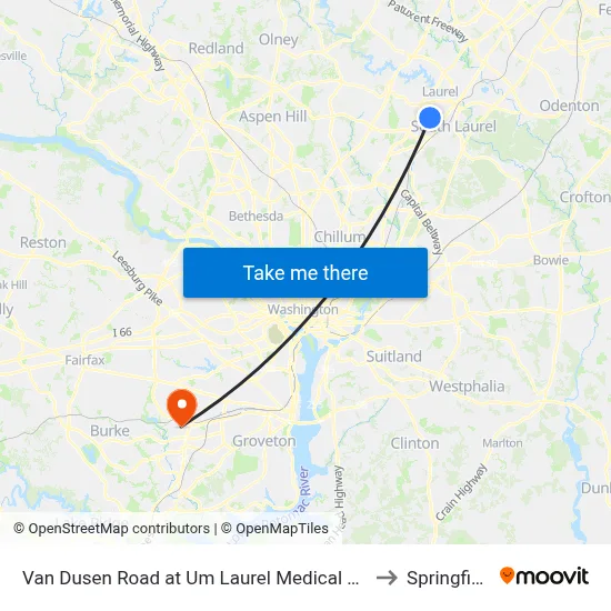 Van Dusen Road at Um Laurel Medical Center (Northbound) to Springfield, VA map