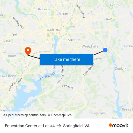 Equestrian Center at Lot #4 to Springfield, VA map