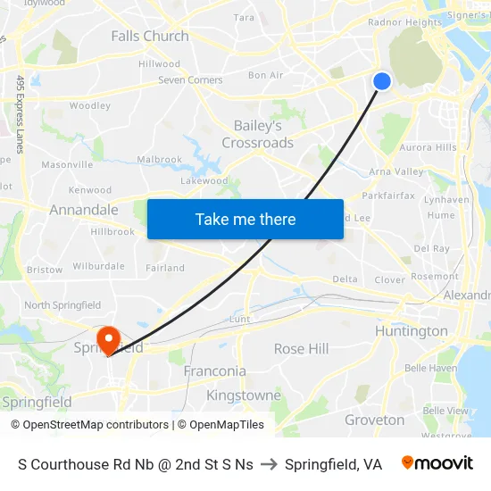 S Courthouse Rd Nb @ 2nd St S Ns to Springfield, VA map