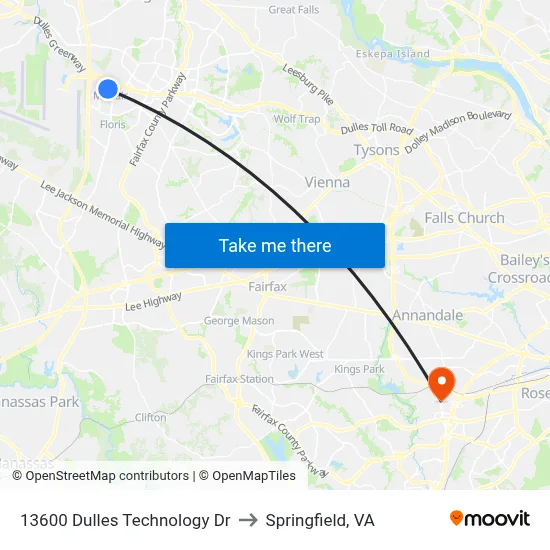 13600 Dulles Technology Dr to Springfield, VA map