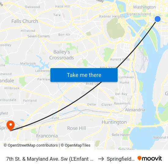 7th St. & Maryland Ave. Sw (L'Enfant Plaza) Nb to Springfield, VA map