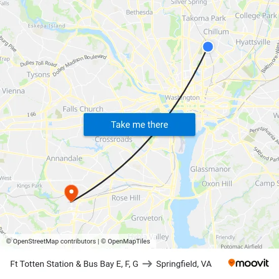 Ft Totten Station & Bus Bay E, F, G to Springfield, VA map
