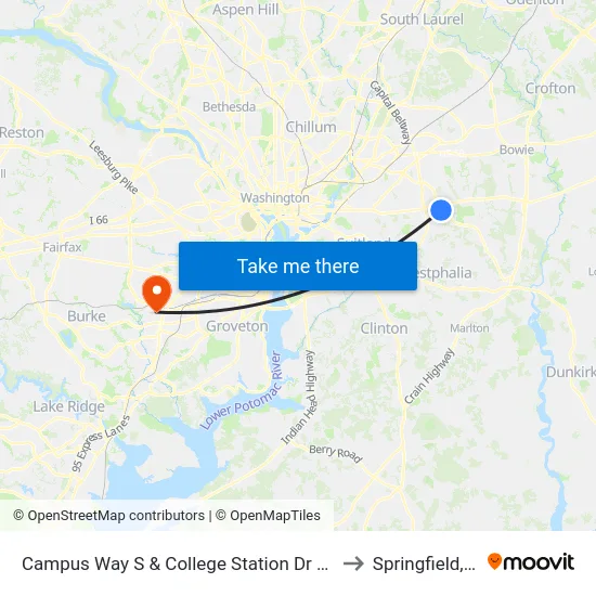 Campus Way S & College Station Dr (Pgcc) to Springfield, VA map