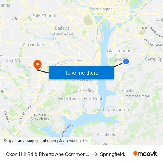 Oxon Hill Rd & Rivertowne Commons M to Springfield, VA map