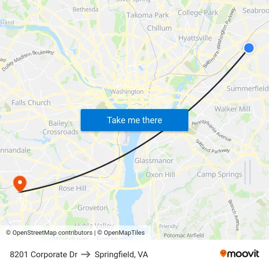 8201 Corporate Dr to Springfield, VA map