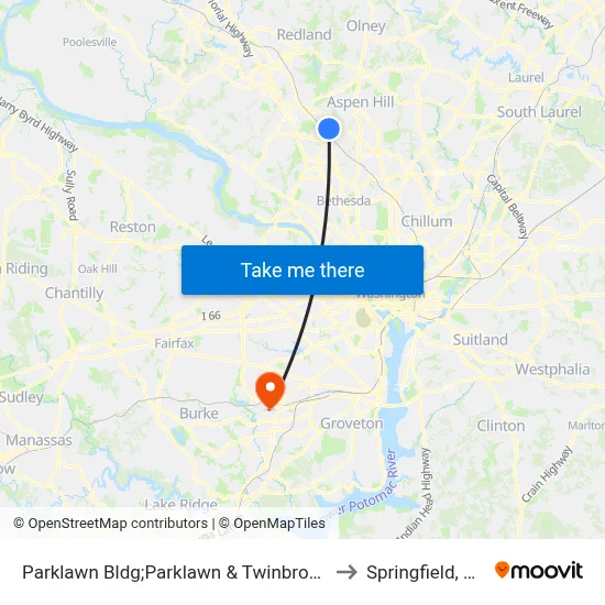 Parklawn Bldg;Parklawn & Twinbrook to Springfield, VA map