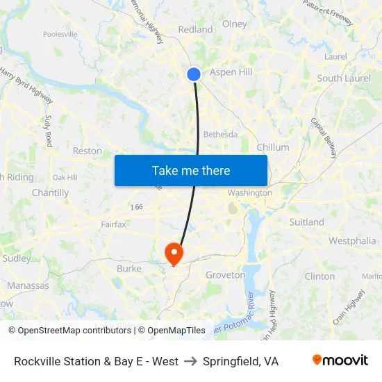 Rockville Station & Bay E - West to Springfield, VA map