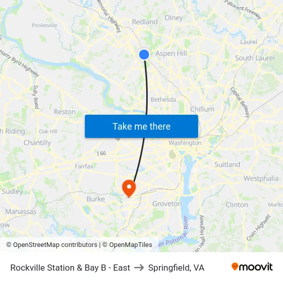 Rockville Station & Bay B - East to Springfield, VA map